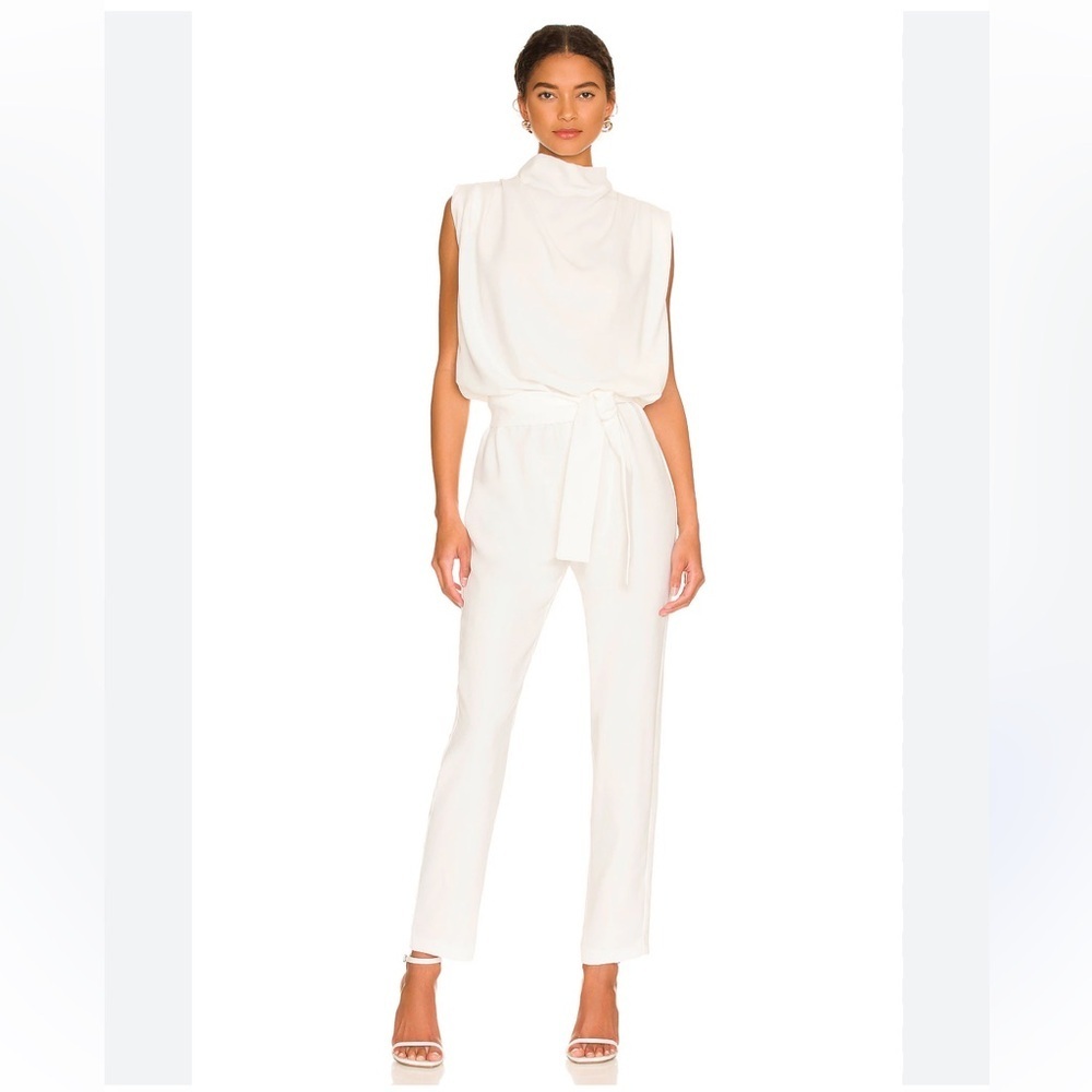 Amanda Uprichard X Revolve Fabienne Ivory Straight Leg Jumpsuit sz M